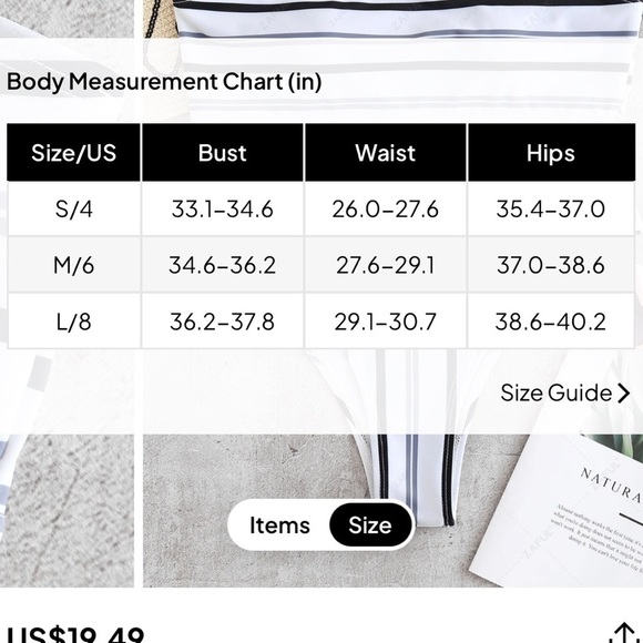 Zaful white/ Black Striped Bandeau High cut Cheeky Bikini   Size M - Picture 3 of 14